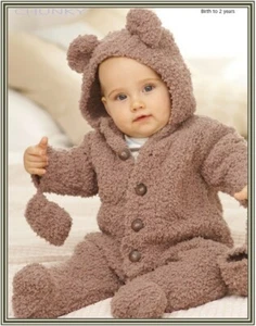 Knitting Pattern Baby Bear Suit in Chunky Yarn 0-6, 6-12 and 12-24 months - Picture 1 of 1