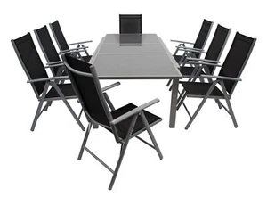 Gartengarnitur Sitzgruppe Essgruppe  PISA mit Klappsessel Aluminium Alu 9-teilig - Bild 1 von 9