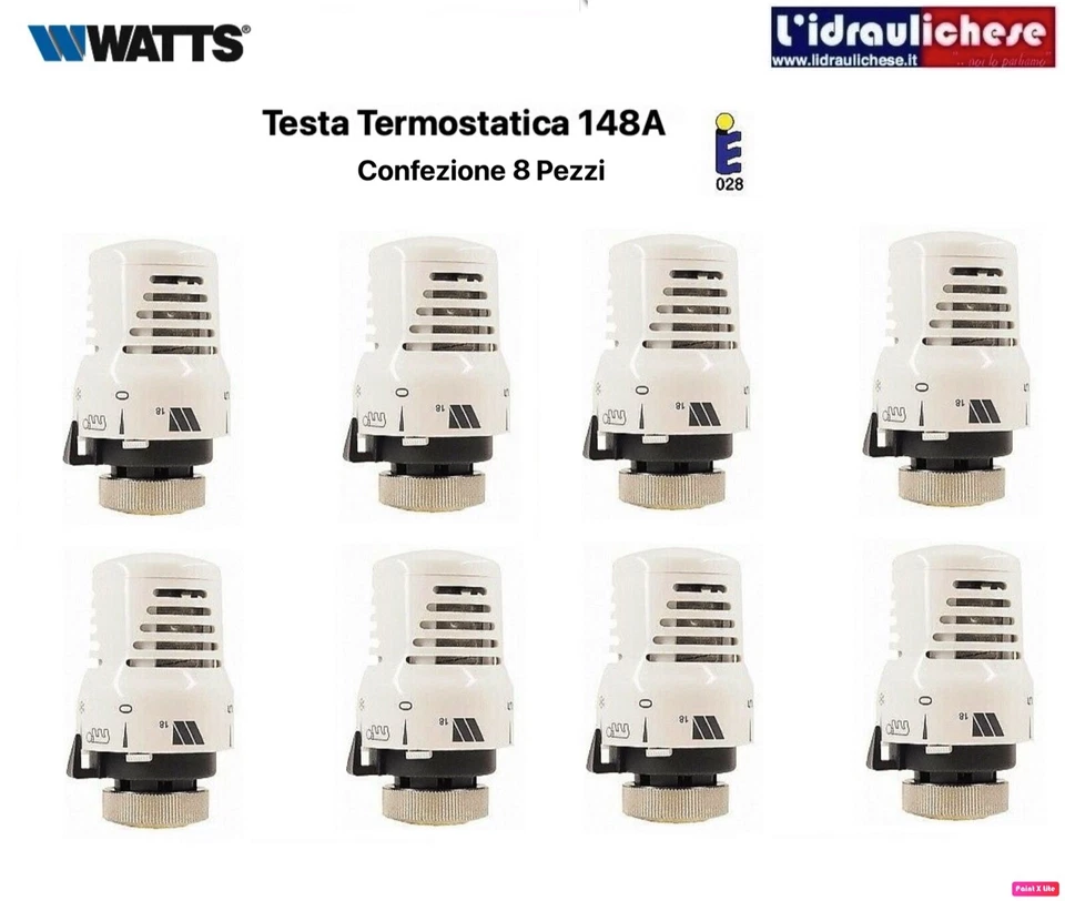 TESTINA TERMOSTATICA BIANCA ATTUATORE WATTS CAZZANIGA 148A NR.8 PEZZI