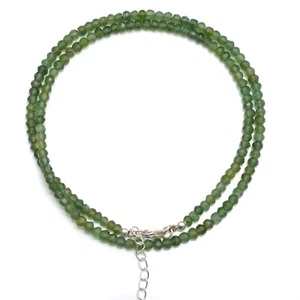 Green Serpentine Beads Necklace, Sterling Silver Lock, Serpentine Beads Jewelry - Picture 1 of 4