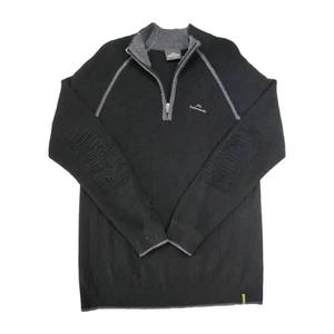 Kathmandu 100% Merino Extra Fine Wool Jumper Mens Large 1/4 Zip Pullover Black - Picture 1 of 11
