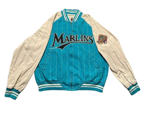 Florida Marlins Vintage 1997 World Series Varsity Bomber Jacket Sz medium RARE Cover