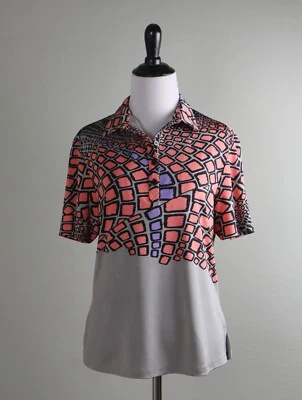JAMIE SADOCK $129 Slinky Stretch Geo Square Print 1/2 Zip Golf Top Size Medium - Image 1 of 4