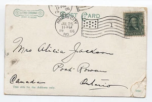 1906 Kansas City MO flag cancel postcard to Canada [SR.711] - Picture 1 of 3