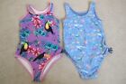 Girls Swimsuits x2 New 9-10yrs Fatface, M&S purple toucan, blue dolphin