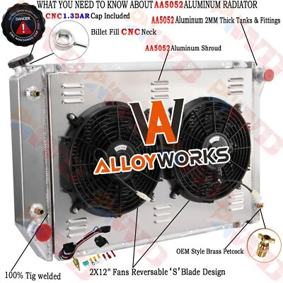 3 Row Radiator Shroud Fan For 1980-1984 1981 1982 Ford F150 F250 F350 Bronco V8 Foto 1 de 4