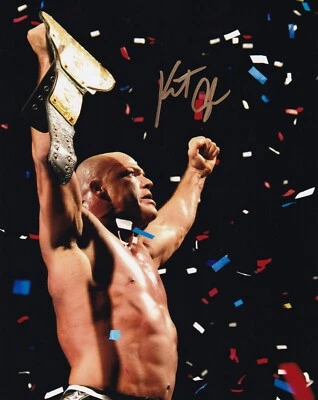 Kurt Angle Signed 8x10 WWE Pro Wrestling Photo Champion WWF Wrestler Olympic - Image 1 of 3
