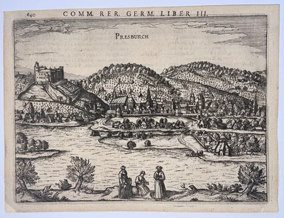 BRATISLAVA PRESBOURG SLOVAKIA 1616 PETRUS BERTIUS NICE ANTIQUE VIEW 17TH CENTURY - Image 1 of 3