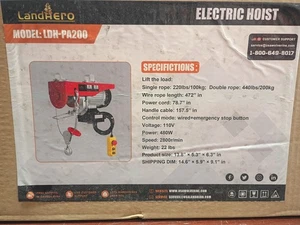 LandHero Elektrische Hebekran Seilwinde 220 Pfund 440 Pfund 158 Fuß Kabelfernbedienung 110 V - Bild 1 von 11