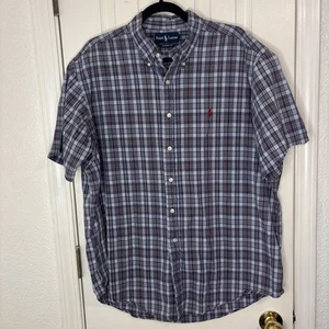 Camicia Ralph Lauren uomo XL a quadri vestibilità classica manica corta con bottoni - Foto 1 di 6