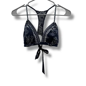 Robin Piccone Bandana Print Bikini Top Women's Size Small Tie Back Swimwear - Picture 1 of 4