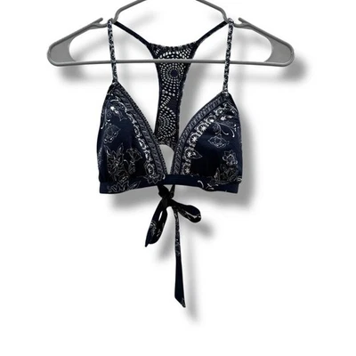 Top de bikini con estampado de bandana Robin Piccone para mujer talla pequeña traje de baño con lazo trasero Foto 1 de 4