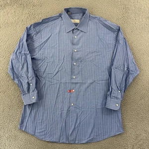 Camisa Ermenegildo Zegna Para Hombres XL Azul Rayas Vestido Abotonado Italia Preppy Informal - Imagen 1 de 10