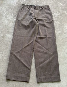 Vtg Banana Republic Emerson Mens Green Relaxed Flat Front Serge Wool Pants 32x30 - Picture 1 of 19