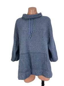 Maglione felpa J. Jill Pure Jill donna taglia M texture blu cosmico collo cappuccio - Foto 1 di 7