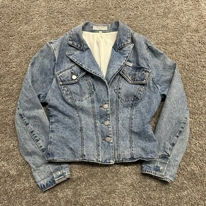 Vintage 80s Guess Georges Marciano Womens Denim Blazer style jacket USA S Cotton - Picture 1 of 13