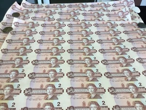 1986 Bank of Canada $2 Dollar uncut sheets,Bird series,5+8 Format, - Picture 1 of 9