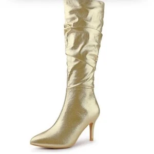 (NEU), US, Gold Metallic Stiefel mit spitzer Spitze, Gr. 7 - Bild 1 von 7