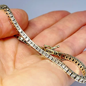 Natural Diamond Tennis Bracelet 14K Gold, Gem Report. Make an offer welcome - Picture 1 of 10