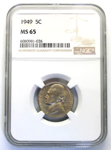 1949 5c Jefferson Nickel NGC zertifiziert MS65 - Bild 1 von 4