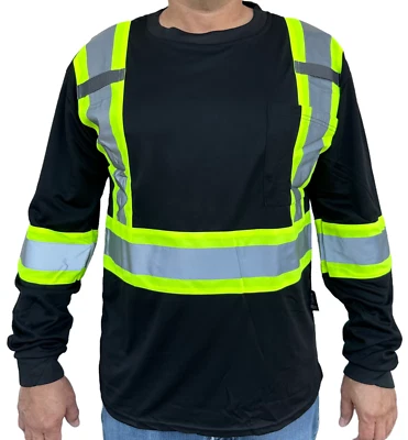 Black High Visibility Safety Shirt  With Reflective Stripes Model #904 - Image 1 of 3