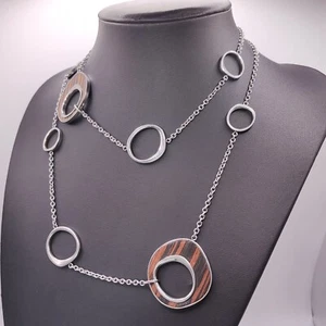 ⭐ Fossil Steel Halskette Collier Anhänger Armband Band Armreif Kette Silber 364⭐ - Bild 1 von 2