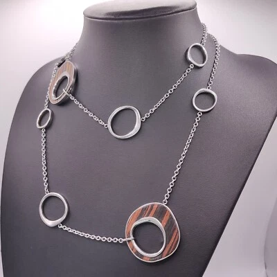 ⭐ Fossil Steel Halskette Collier Anhänger Armband Band Armreif Kette Silber 364⭐ - Bild 1 von 2