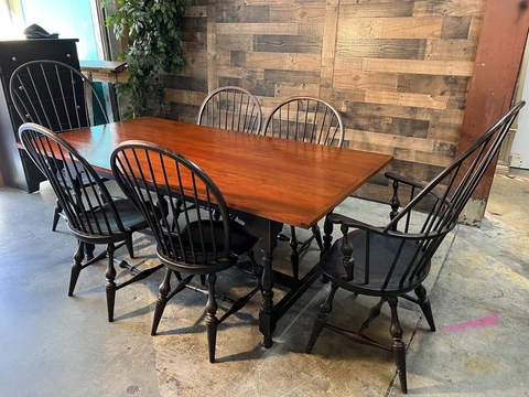 D.R. Dimes Dining set & Country Cabinet Black Crackle Paint Cover