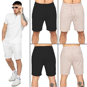 Enzo Shorts Mens Waffle Elasticated Waist Summer Regular Fit Beach Half Pants UK - Picture 1 of 20