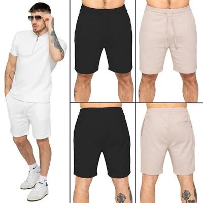 Enzo Shorts Mens Waffle Elasticated Waist Summer Regular Fit Beach Half Pants UK - Image 1 of 2