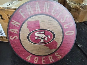 SAN FRANCISCO 49ERS Sign Wood 12 Inch Round State Design - Picture 1 of 5