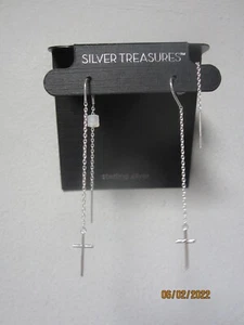 Silver Treasures 1-Pair Sterling Silver Cross Drop Earrings - Imagen 1 de 2