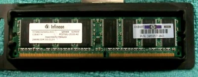 Infineon HYS64D32300GU-6-C 256MB DDR 184 PIN CL2.5 ECC Memory HP P/N 305957-041  - Image 1 of 3