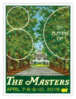 Cartel Lee Wybranski Limited Clubhouse Masters Augusta National Golf Sign 2016 Foto 1 de 4