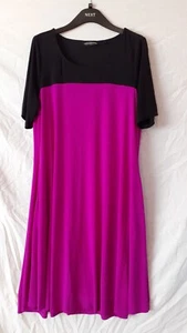 Ladies Magenta/Black Short Sleeved Swing Dress. Size 14-16. Nina Leonard. - Picture 1 of 4