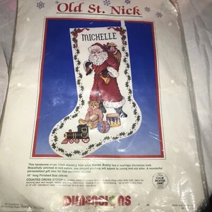 Dimensions Old St Nick Santa Claus Christmas Stocking Cross Stitch Kit 8350 1987 - Picture 1 of 3