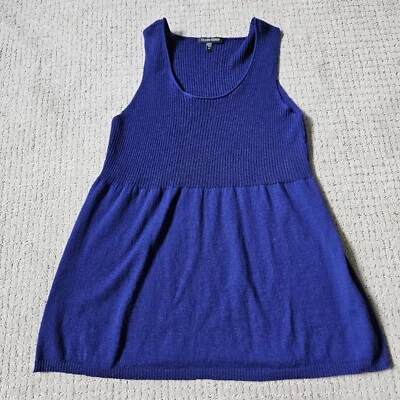 Eileen Fisher Top Womens Medium Blue Purple Wool Sleeveless Shell Ribbed A Line - Image 1 of 4