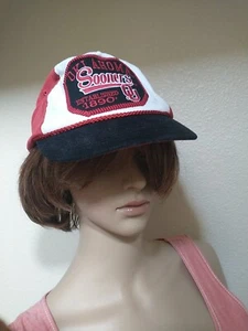 Vtg Oklahoma Sooners Hat Cap Snapback Adult Trucker Red OSU University 80s RARE - Picture 1 of 6