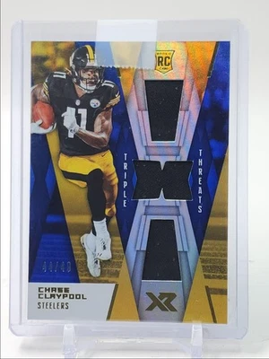 CHASE CLAYPOOL 2020 XR ROOKIE TRIPLE THREATS PATCH BLUE RC /49 Q5159 - Image 1 of 2