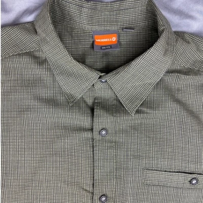 Merrell Button Up Shirt Short Sleeve Plaid Outdoor Casual XXL - Image 1 of 4