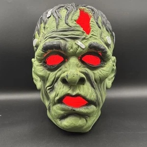 Light Up Frankenstein Head 14" Ceramic Halloween Monster Decoration Hand Painted - Picture 1 of 11