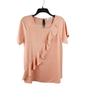 Blusa Shilla para mujer manga corta cuello redondo volantes talla XS/S melocotón de gran tamaño - Imagen 1 de 10