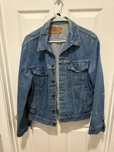 Vintage Levis 70506 0214 Gr. 40 R Distressed Denim Trucker Jacke USA - Bild 1 von 6