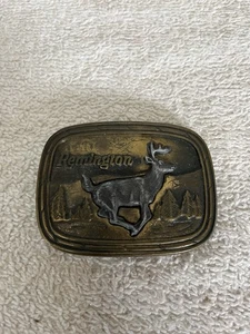 Vintage Remington Belt Buckle Whitetail Deer Hunting Collector Patina BRASS 1979 - Picture 1 of 3