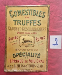2 / Plaque Lithographiée 1910  COMESTIBLES aux TRUFFES  Claudot - deschandeliers - Imagen 1 de 2
