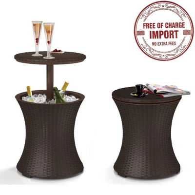 ¡NUEVO! Enfriador de hielo exterior de mimbre Keter con mesa emergente, marrón, envío gratuito a EE. UU. Foto 1 de 4
