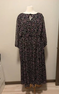 Torrid Tea Length Chiffon Front Tie Dress size 3 Black Floral Flowy - Picture 1 of 5