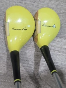 2 Vintage Walter Hagen American Lady Beautiful Yellow Headed Golf Club Woods - Picture 1 of 16