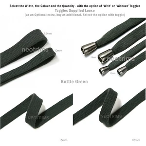 Sweatshirt Hoodie Flat Cotton Tape Ribbon Cord Rope,10 & 15mm,Garment Drawstring - Picture 1 of 35