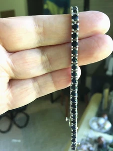 Tennisarmband Sterlingsilber Saphir. Größe: 7,5". - Bild 1 von 6